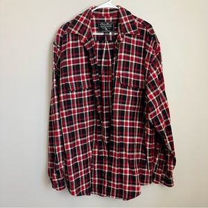 Men’s 100% Cotton Thick Flannel EDDIE BAUER Tall/large Black Red Plaid Shirt